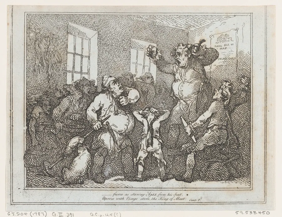 Fierce as staring Ajax from this seat... by Thomas Rowlandson