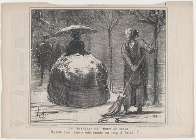 La crinoline en temps de neige, from Croquis d'Hiver, published in Le Charivari, November 13, 1858