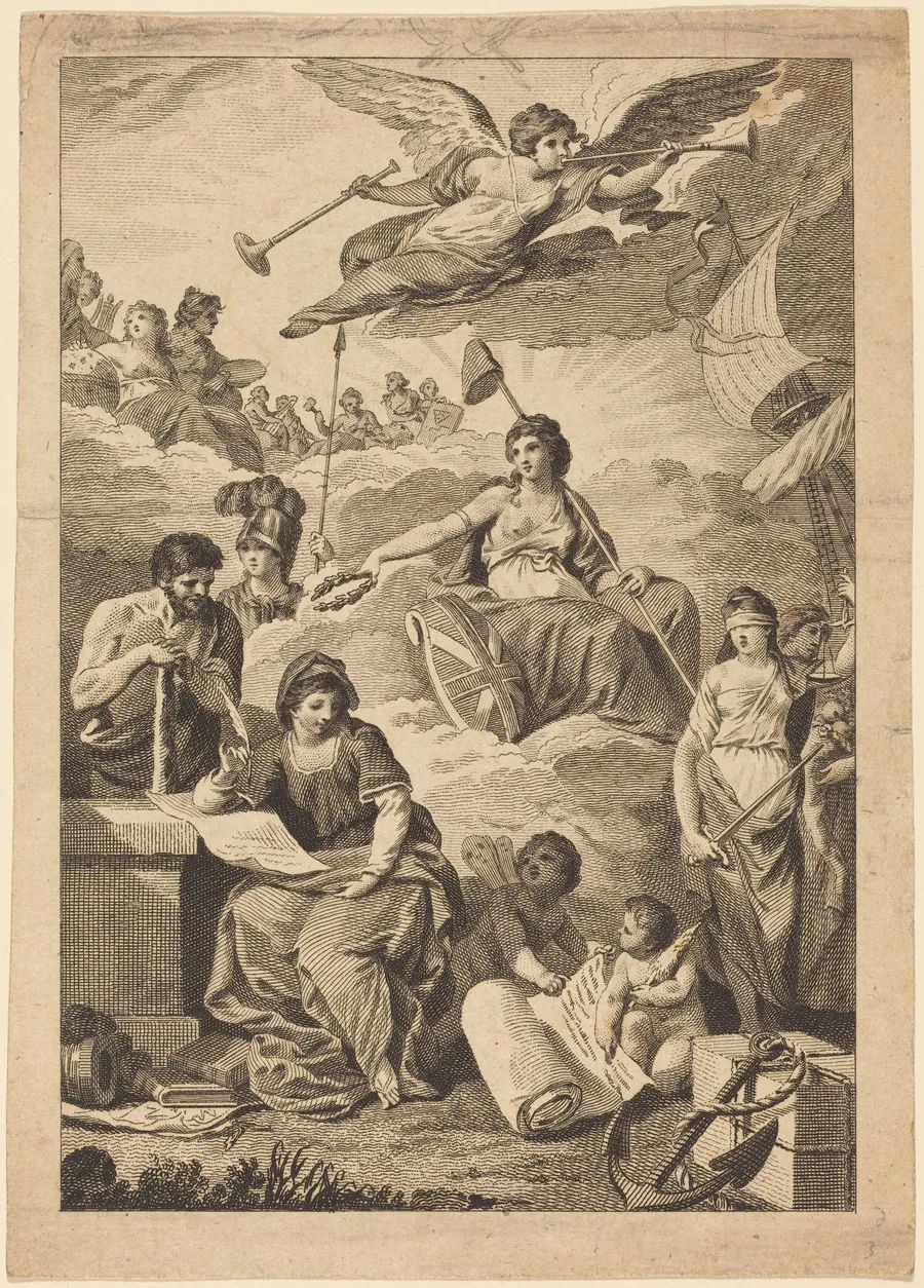 Britannia Crowning History by Charles Grignion