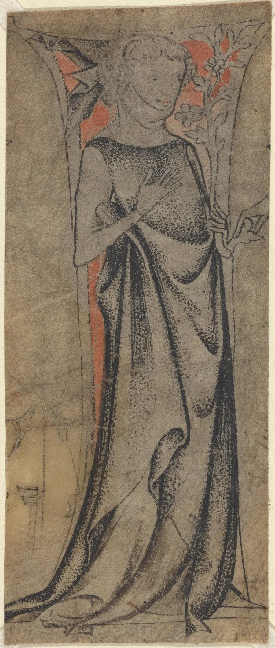 Standing Youth with a Branch by German 14th Century