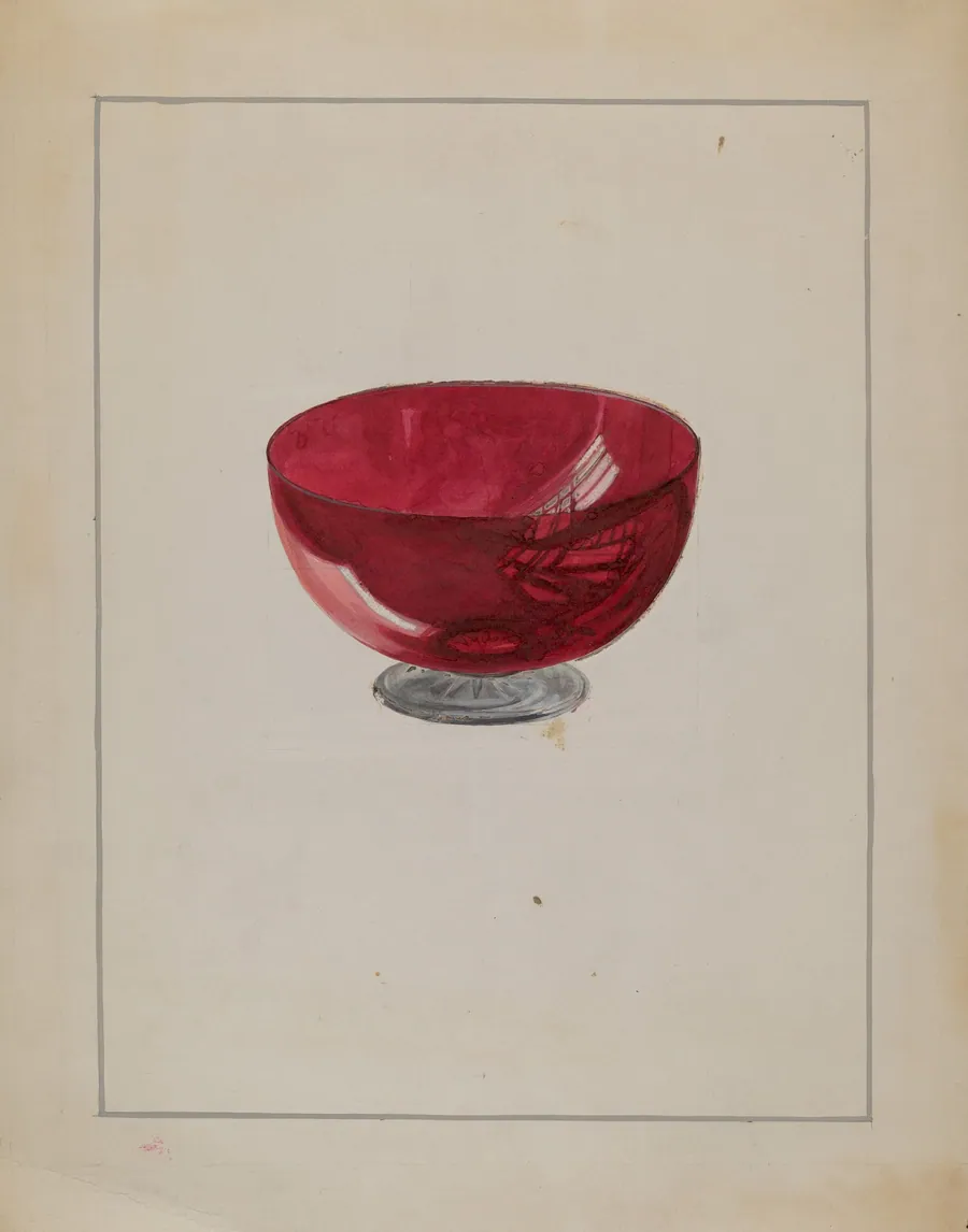 Ruby Bowl with Clear Foot by Marcus Moran