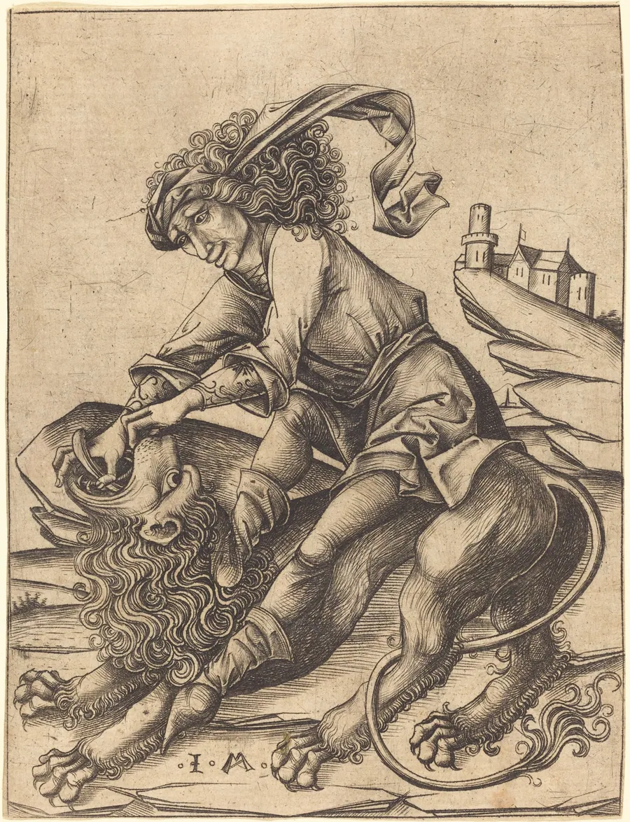 Samson and the Lion by Israhel van Meckenem