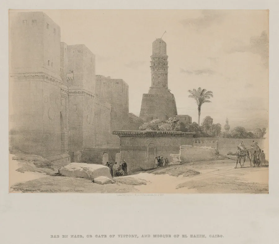 Egypt and Nubia, Volume III: Gate of Victory and Minaret of the Mosque El Hakim by Louis Haghe