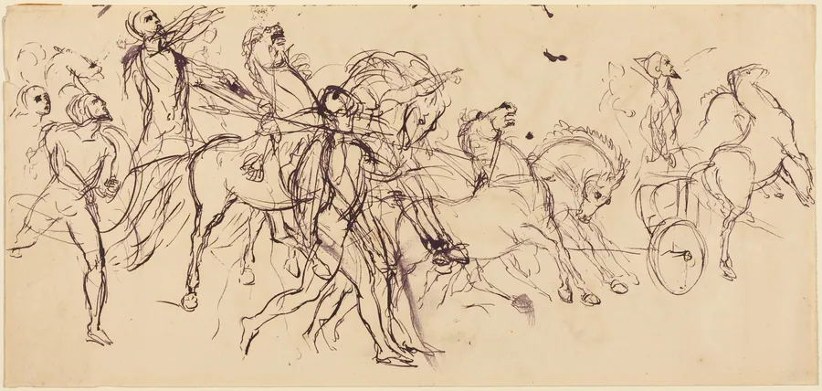 Charioteers (recto and verso) by Eugène Delacroix