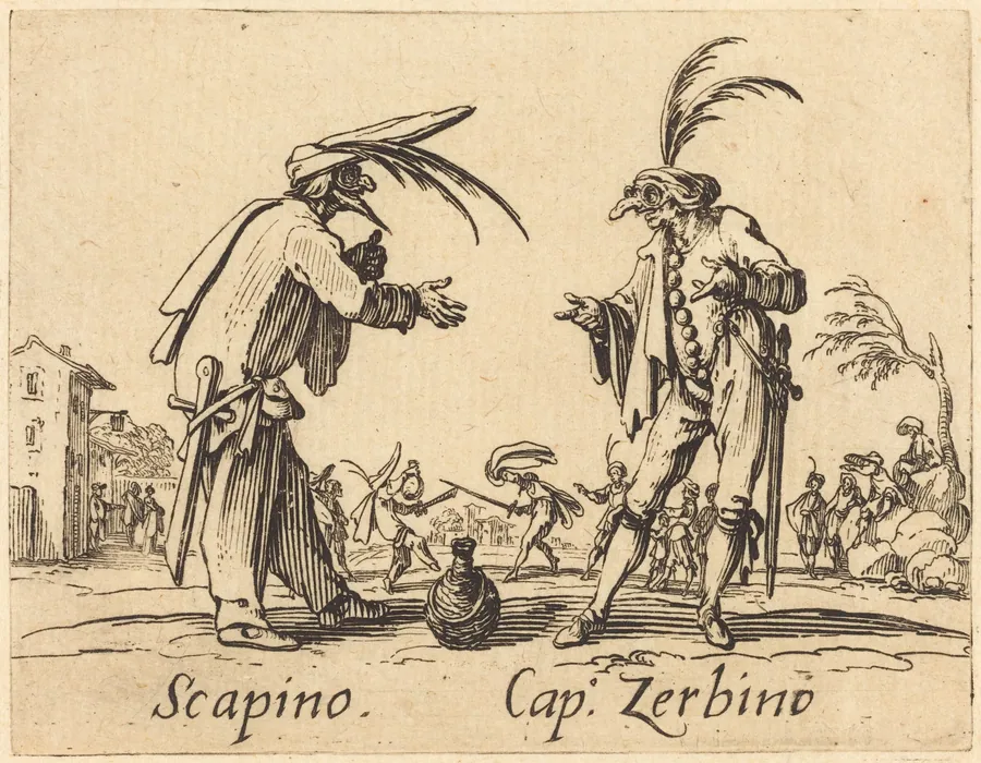 Scapino and Cap. Zerbino by Jacques Callot