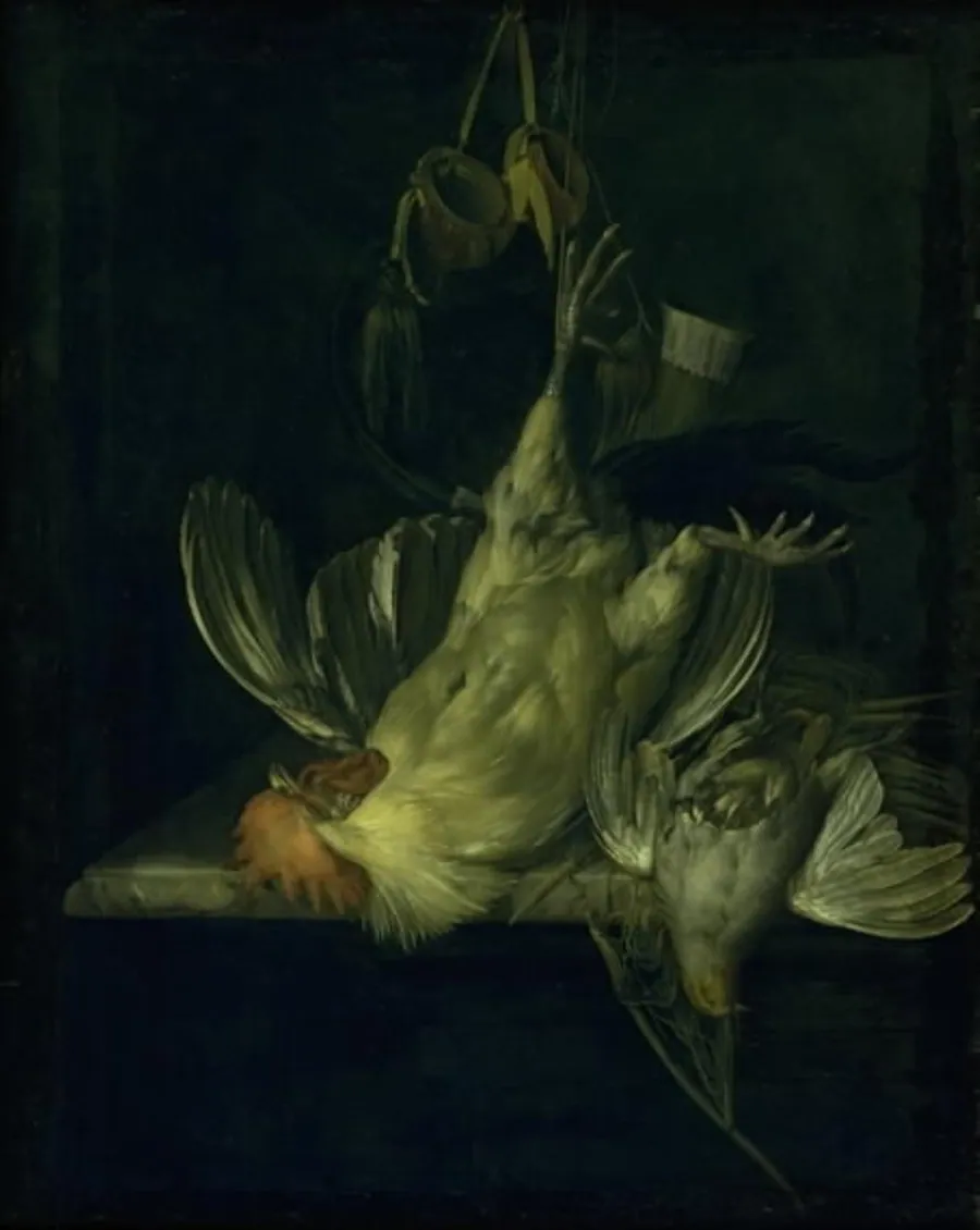 En død hvid hane by Willem van Aelst