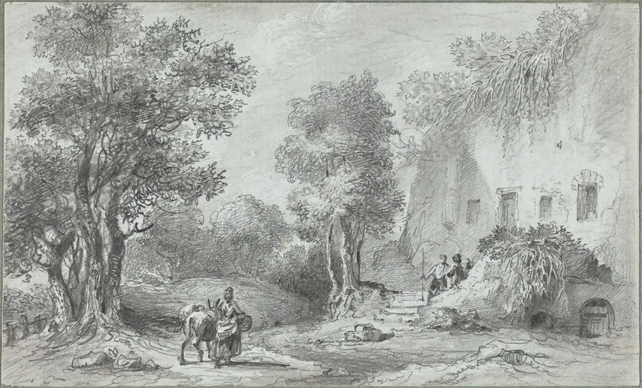 Landscape with Peasants before an Inn by Aignan-Thomas Desfriches