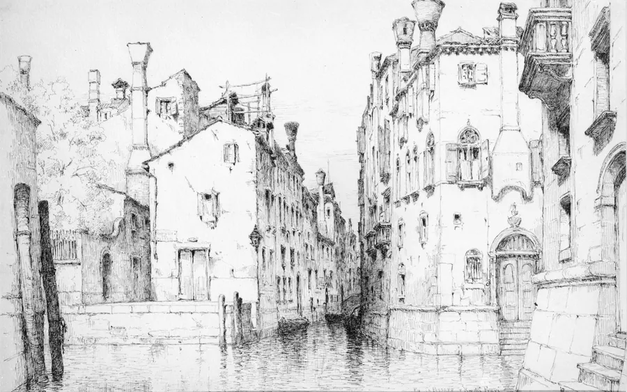 Rio Ca Pessaro and Rio dei Frari, Venice by Andrew Fisher Bunner
