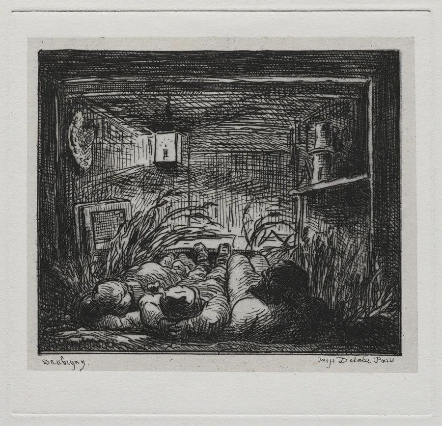 The Boat Trip:  Bedding Down Aboard the "Botin" (Night on the Boat) by Charles François Daubigny