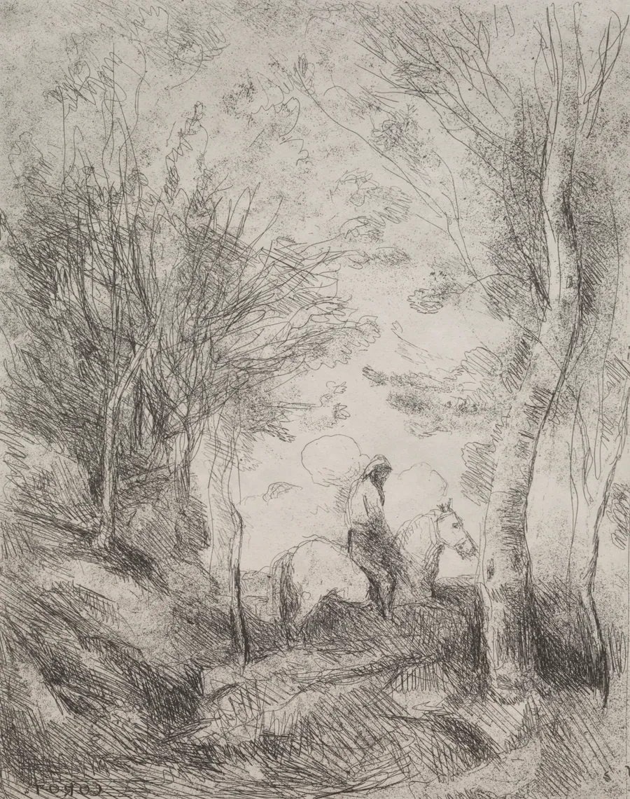 The Great Cavalier in the Wood by Jean Baptiste Camille Corot