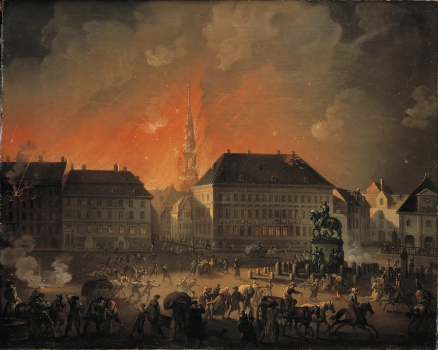 Den rædsomste Nat: Kongens Nytorv under bombardementet natten mellem 4. og 5. september 1807 by C.A. Lorentzen