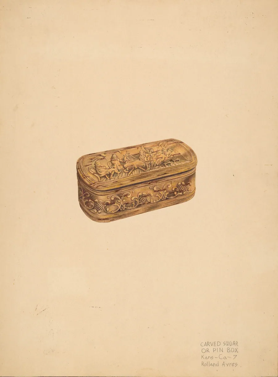 Carved Storage or Pin Box by Rolland Ayres