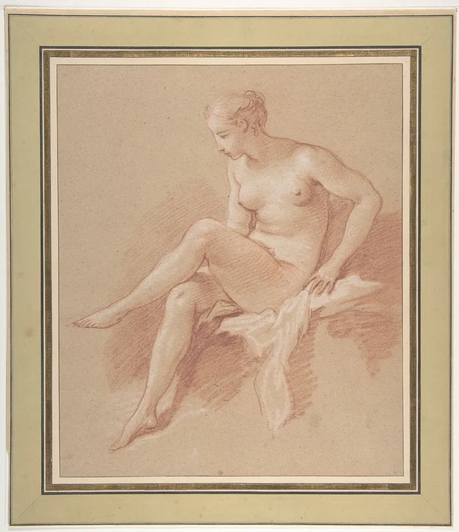 Seated female nude by François Boucher