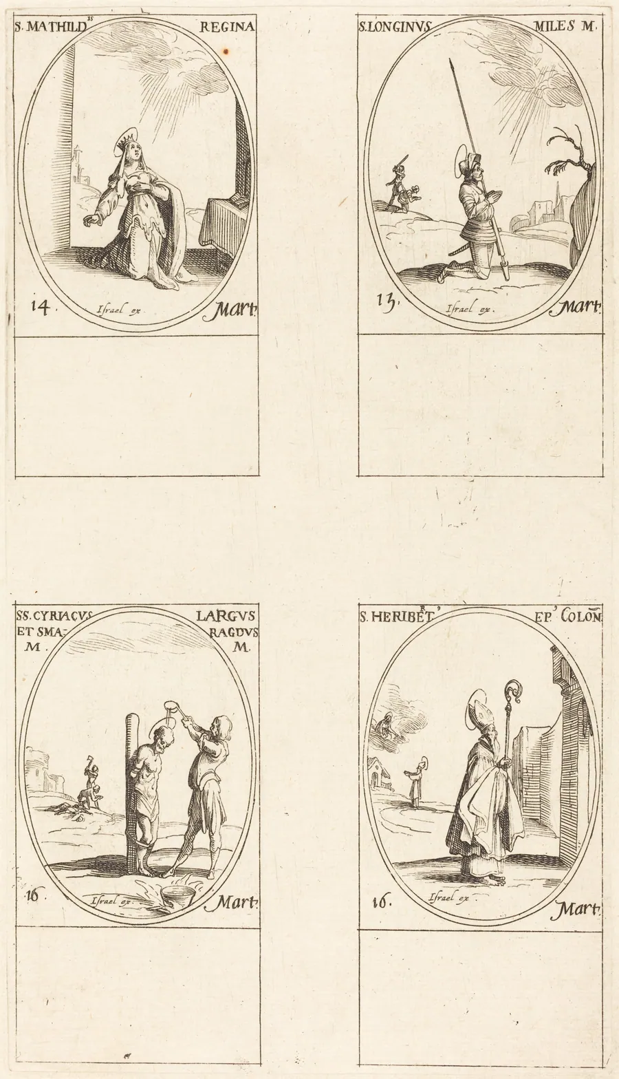 St. Matilda; St. Longinus; St. Cyriacus; St. Heribert by Jacques Callot