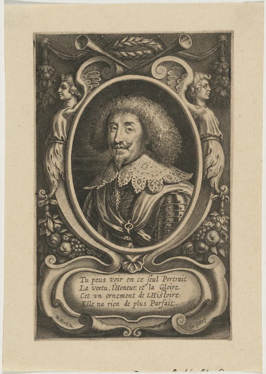Portrait of Man in Oval with Decoration of Winged Figures by Cornelis Galle I