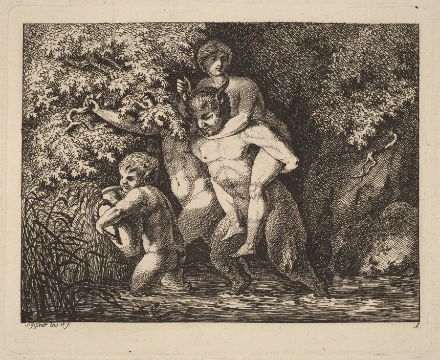 Satyr Carrying a Nymph on His Back by Salomon Gessner