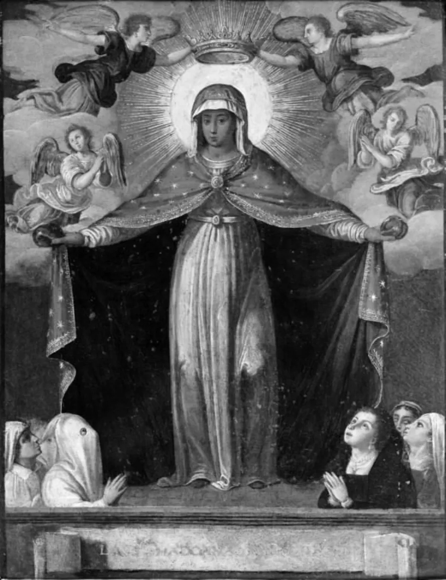 Madonna i en glorie af engle by Ubekendt