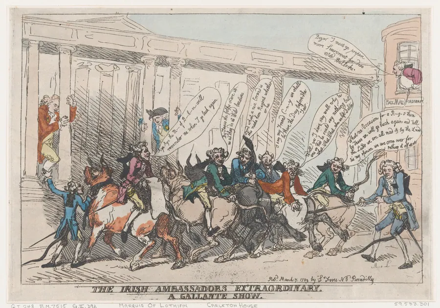 The Irish Ambassadors Extraordinary, A  Gallante Show by Thomas Rowlandson
