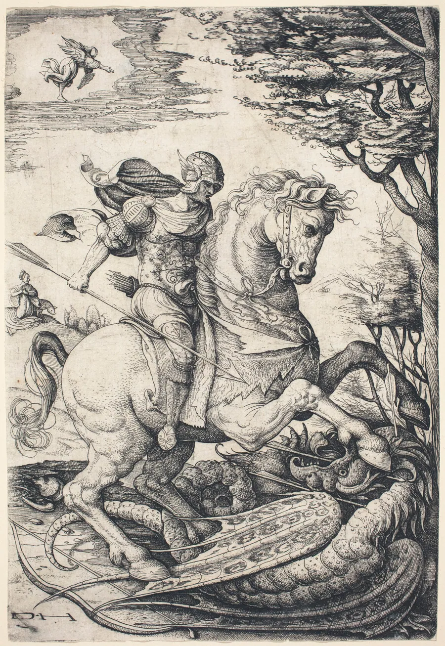 Saint George on Horseback Slaying the Dragon by Daniel Hopfer