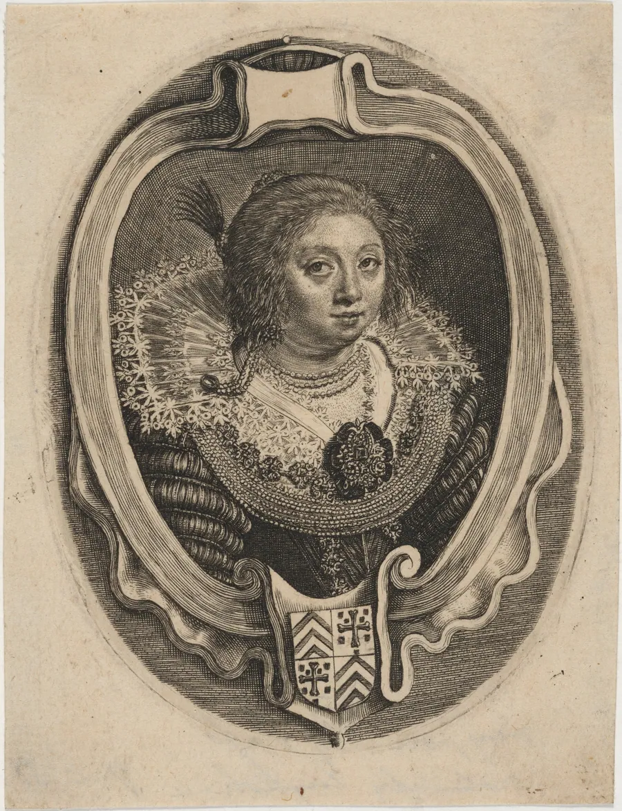 Portrait of a Woman in an Oval with Coat of Arms by Unknown 19th Century