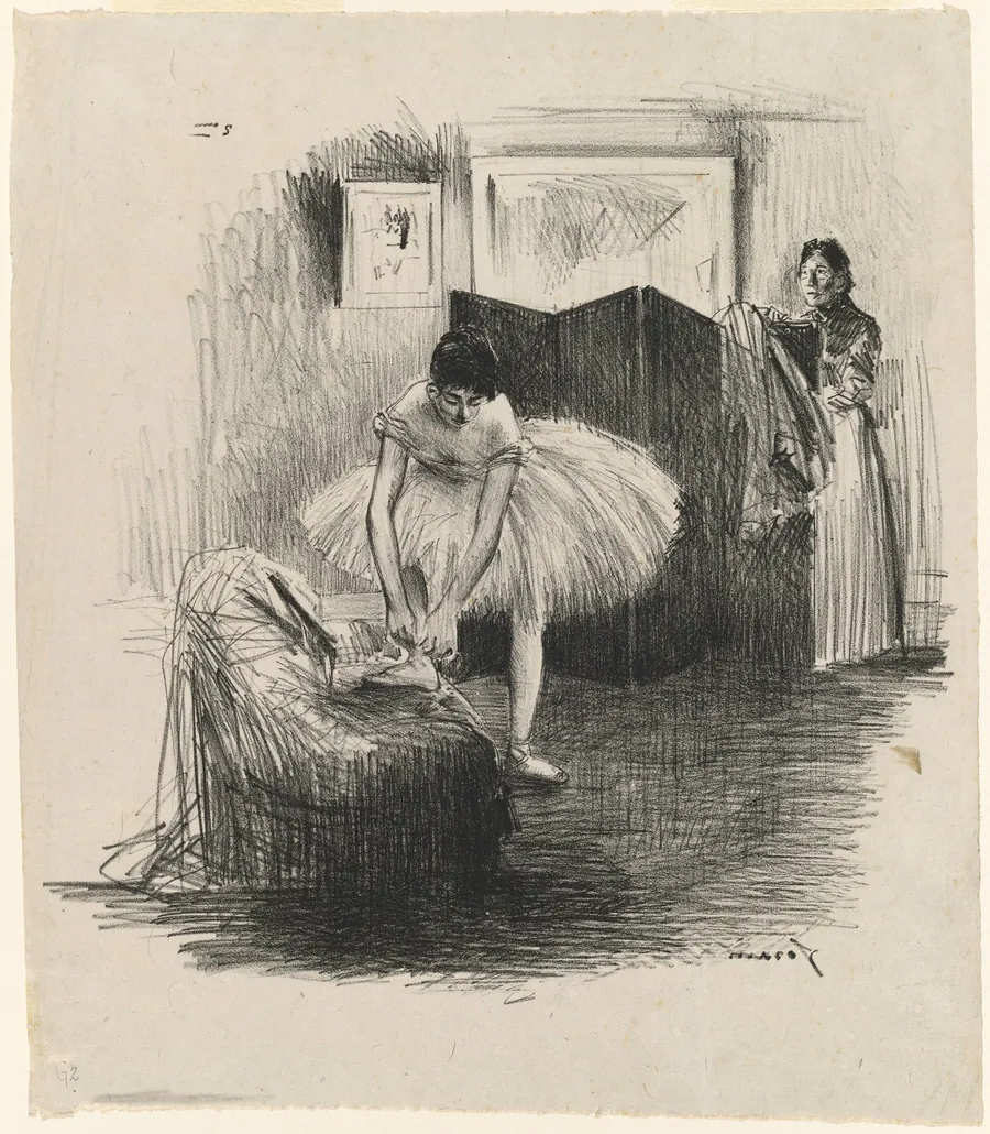 Danseuse rattachant son chausson (Dancer Tying Her Slipper) by Jean-Louis Forain