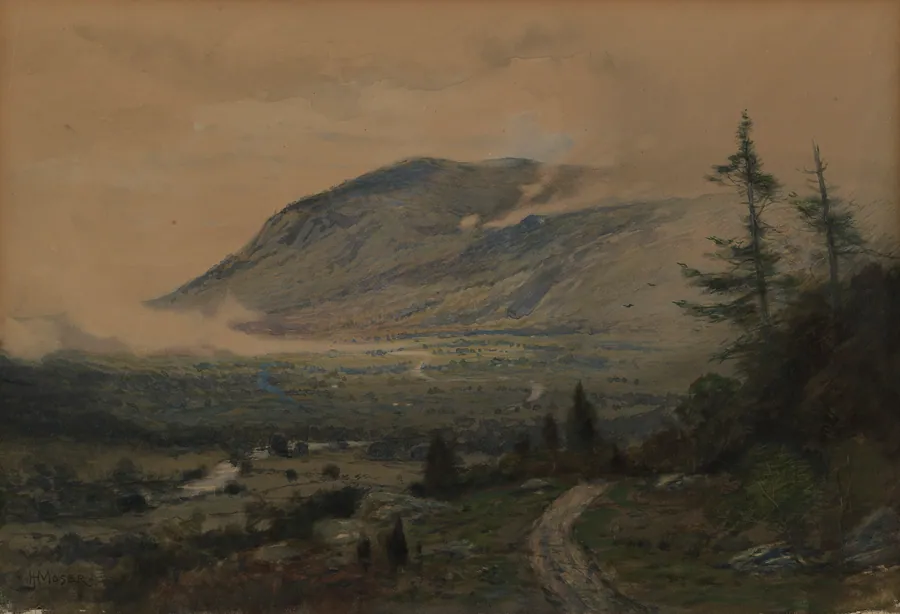 Mountain and Valley by James Henry Moser, born Whitby, Ontario, Canada 1854-died Washington, DC 1913
