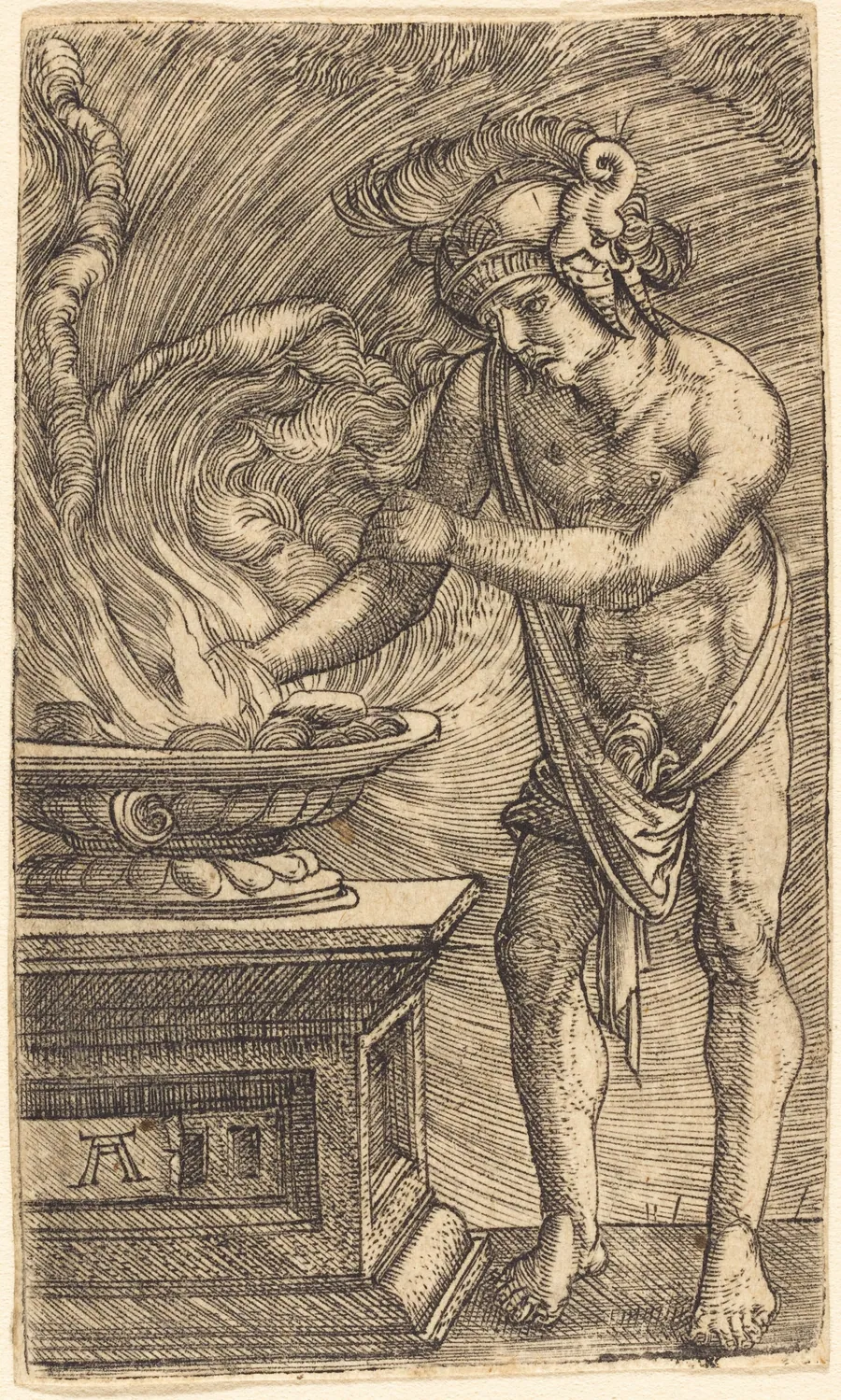 Mucius Scaevola Burning His Hand by Albrecht Altdorfer