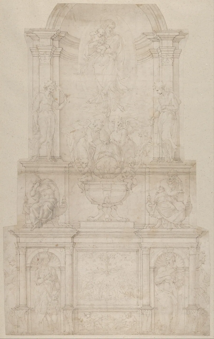 Design for the Tomb of Pope Julius II della Rovere by Michelangelo Buonarroti