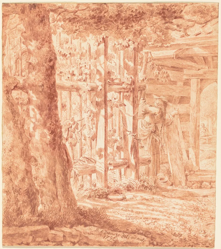 Encounter by the Garden Fence by Balthasar Anton Dunker