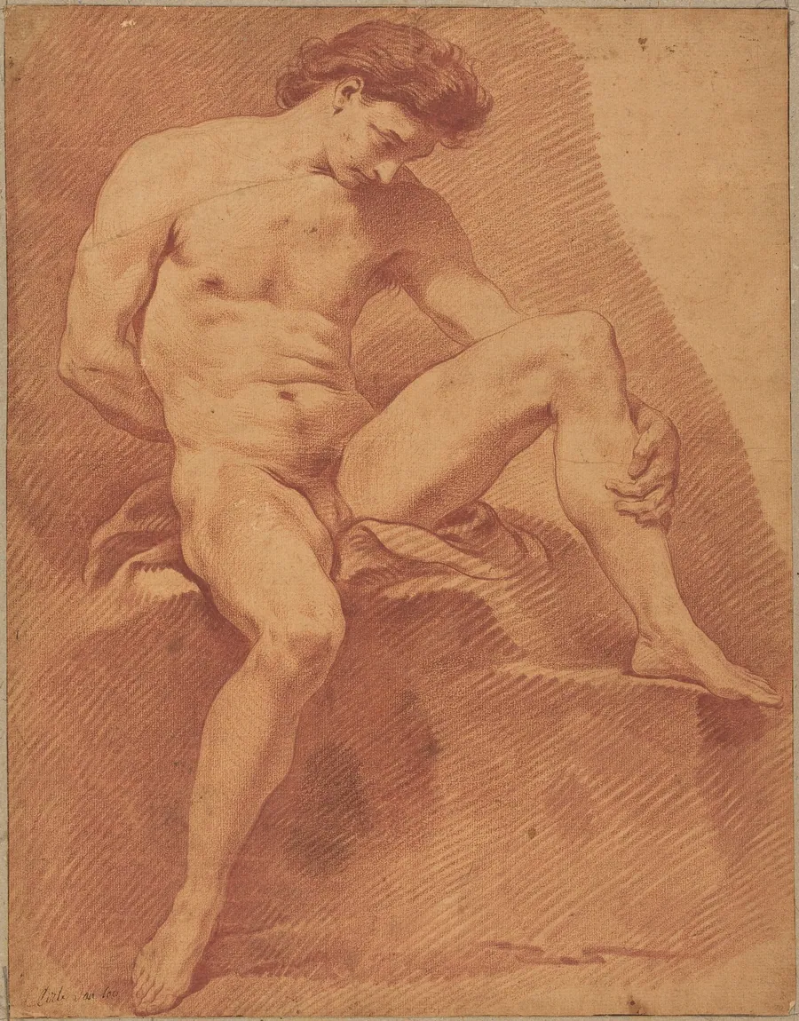 A Seated Male Nude by Carle Van Loo