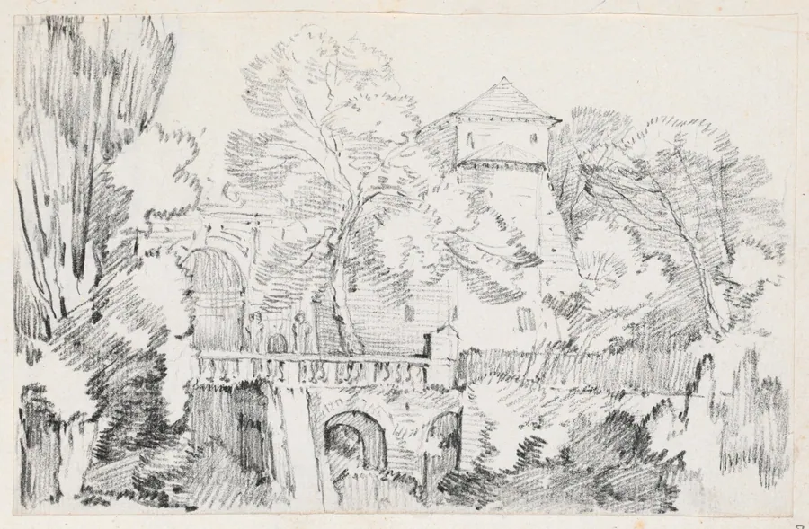 The Water Organ in the Gardens of the Villa d'Este, Tivoli by Joseph-Marie Vien