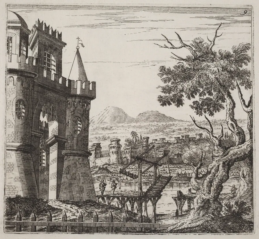 Landscape with a Castle and a Drawbridge by Giuseppe Antonio Landi