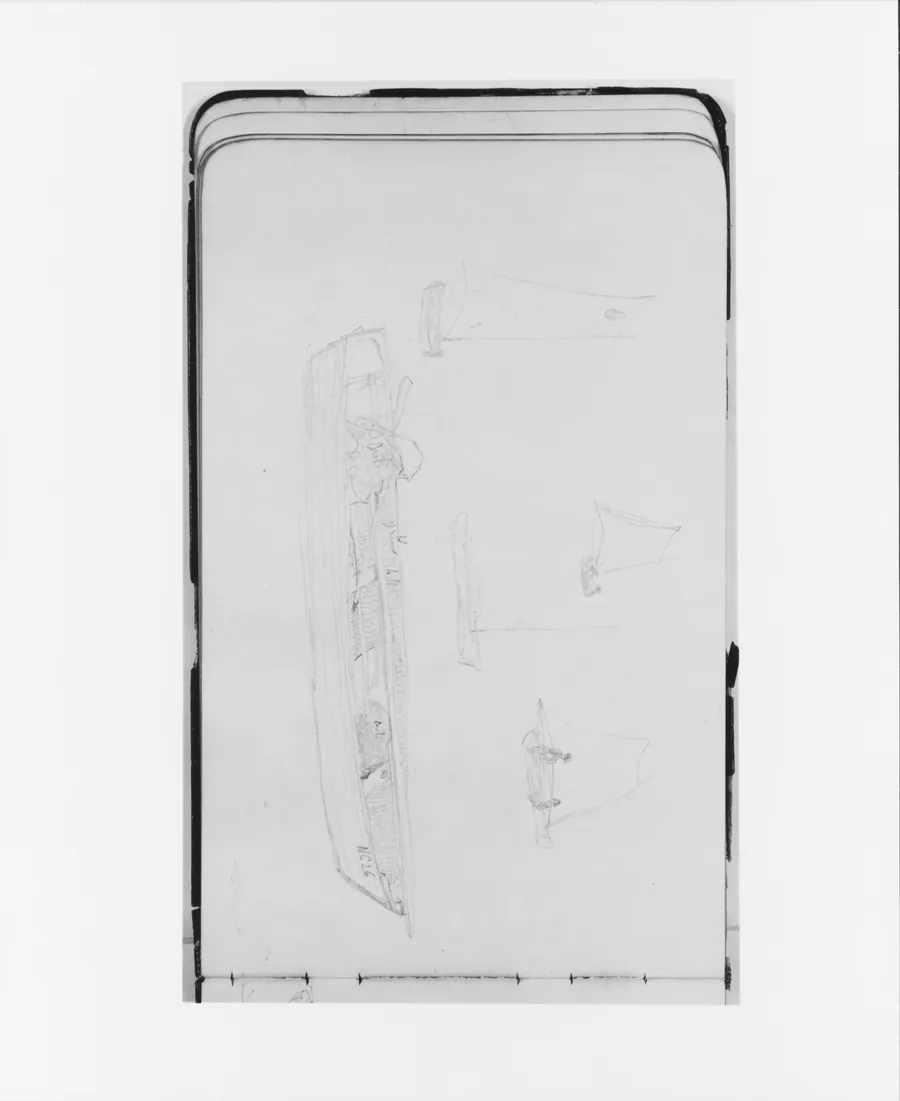 Sketches of a Canoe and Sailboats (from Sketchbook) by Albert Bierstadt