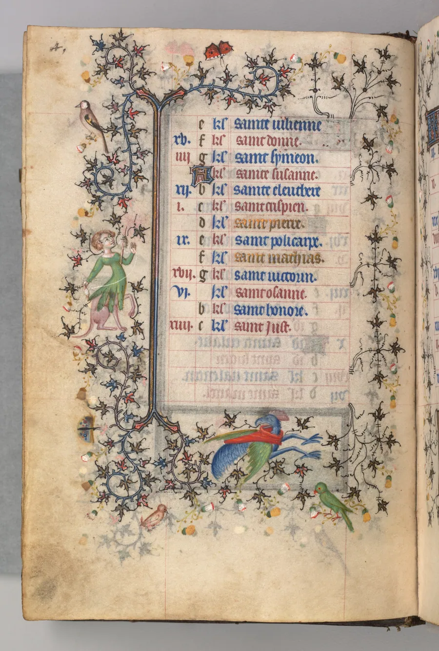 Hours of Charles the Noble, King of Navarre (1361-1425): fol. 2v, February by Master of the Brussels Initials and Associates