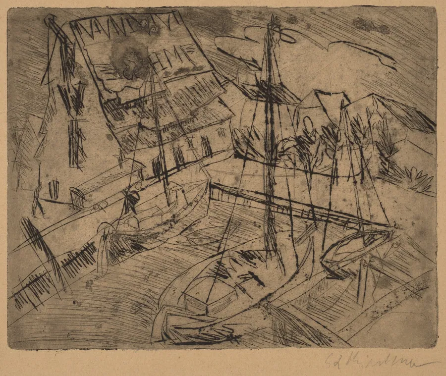 Harbor at Burgstaaken by Ernst Ludwig Kirchner