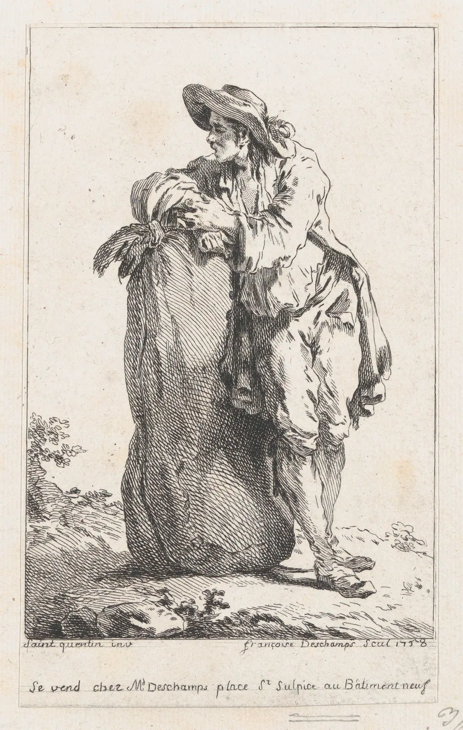 Peasant Leaning on a Sack of Grain by Jacques Philippe Joseph de Saint Quentin