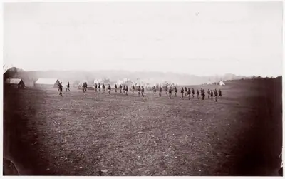 Camp of 34th Massachusetts Infantry, Miner's Hill, VA. Skirmish Drill.