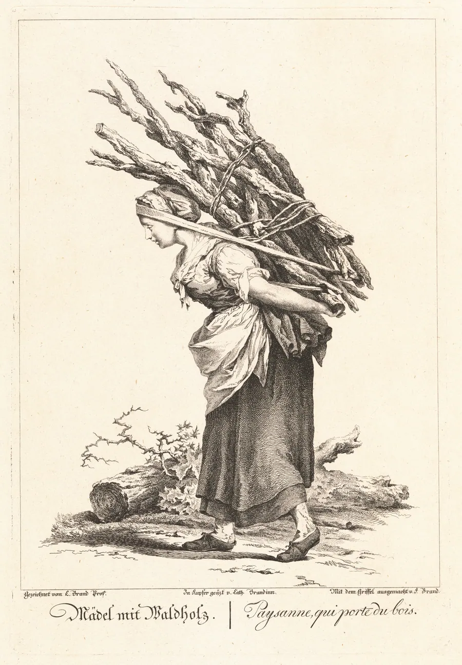 Mädel mit Waldholz (Peasant Girl Carrying Wood) by Catherine Brandinn
