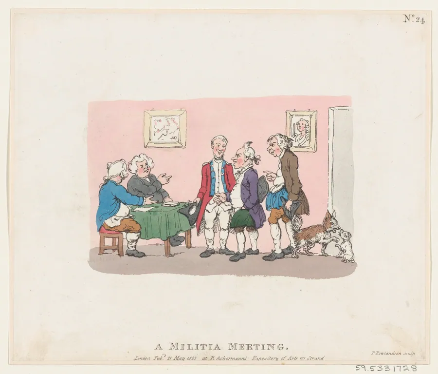 A Militia Meeting by Rudolph Ackermann, London