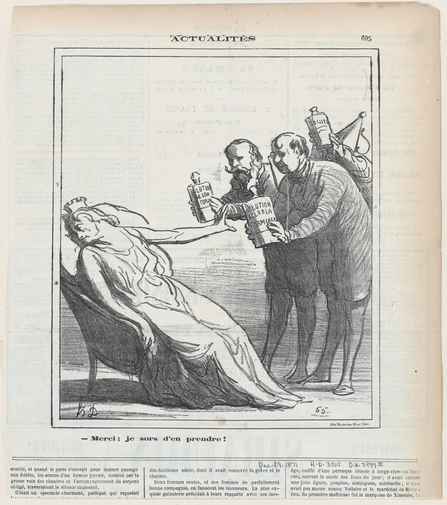 Thanks, I can do quite well without!, from 'News of the day,' published in Le Charivari, December 29, 1871 by Honoré Daumier
