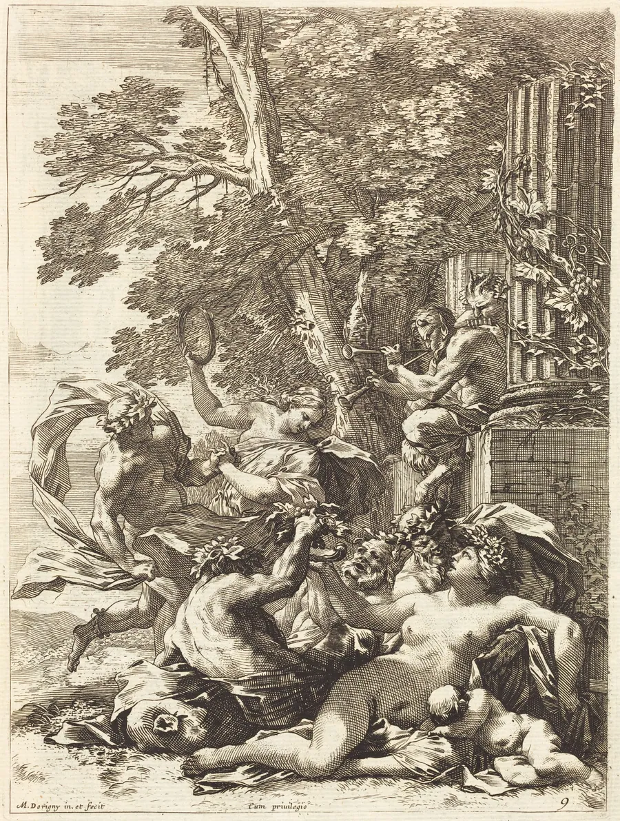 Bacchante with Sleeping Child by Michel Dorigny