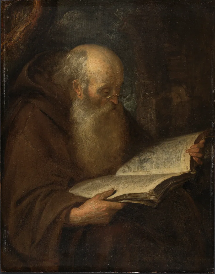 Læsende eremit by Gerard Dou