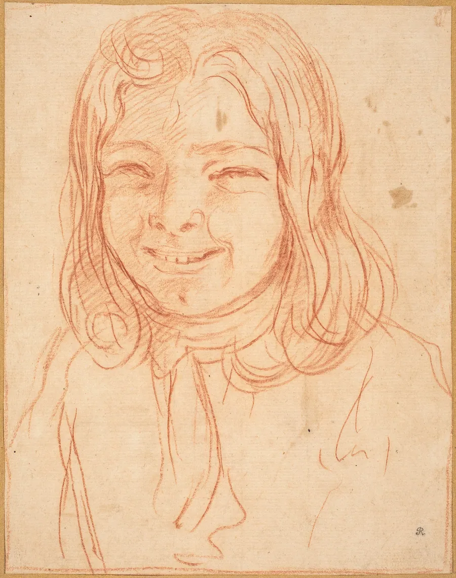 A Smiling Boy with Flowing Hair by Italian 17th Century