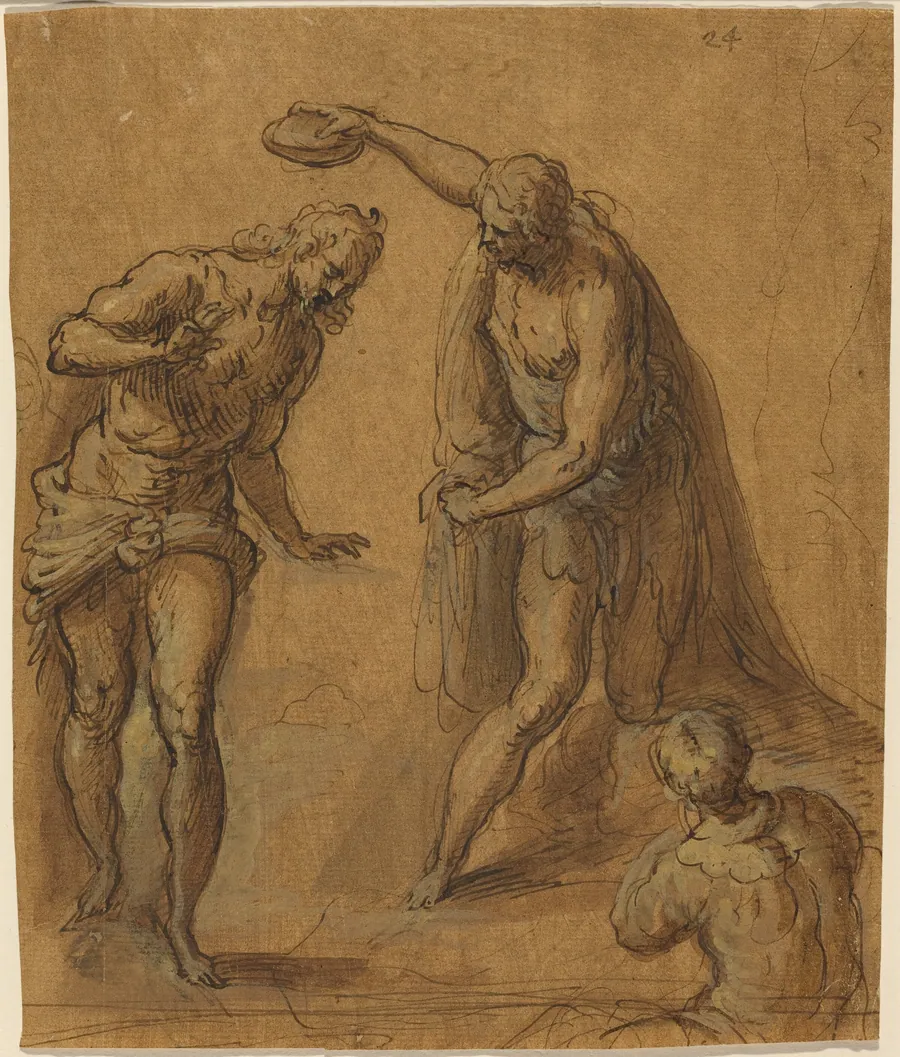 Sketch for a Baptism of Christ by Jacopo Palma il Giovane