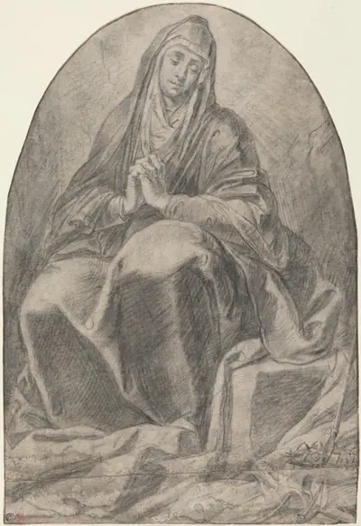 The Grieving Virgin Contemplating Instruments of the Passion