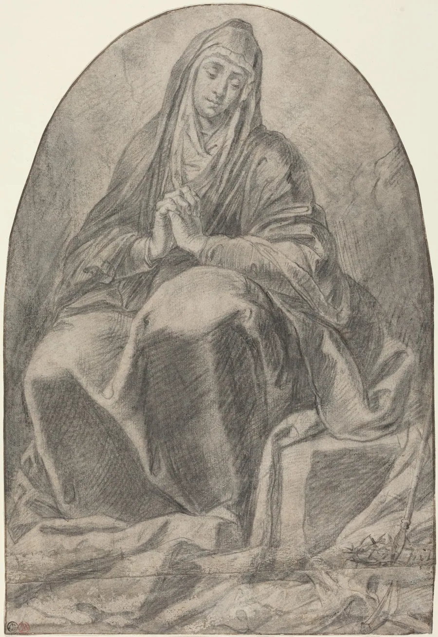 The Grieving Virgin Contemplating Instruments of the Passion by French 17th Century