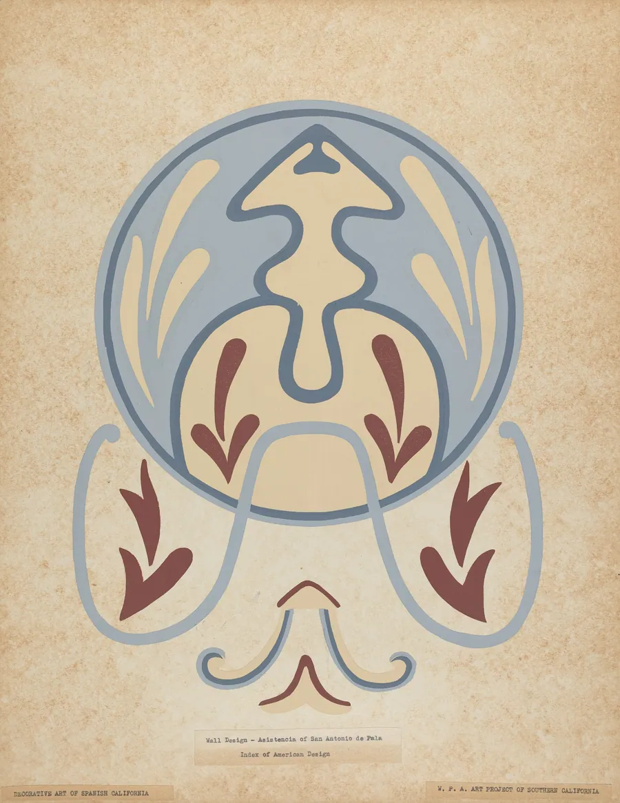 Asistencia of San Antonio de Pala Wall Design from the portfolio of "Decorative Art of Spanish California" by American 20th Century