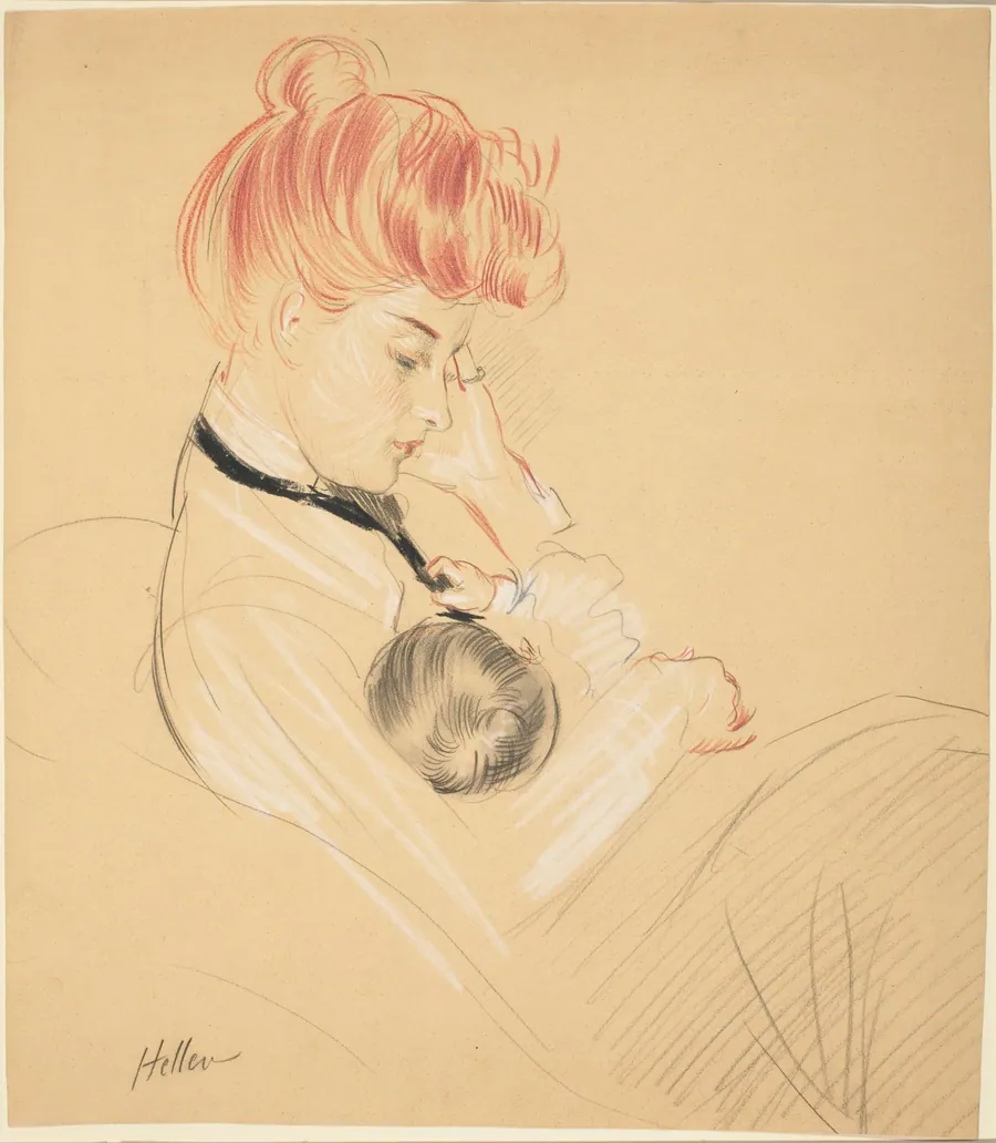 Madame Helleu Cradling Paulette in Her Arms by Paul-César Helleu
