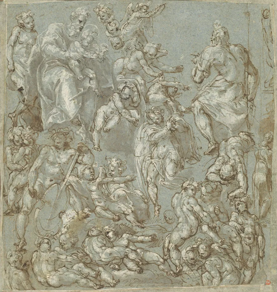 Saint Joseph and the Christ Child with Angels and Putti by Cesare Pollini