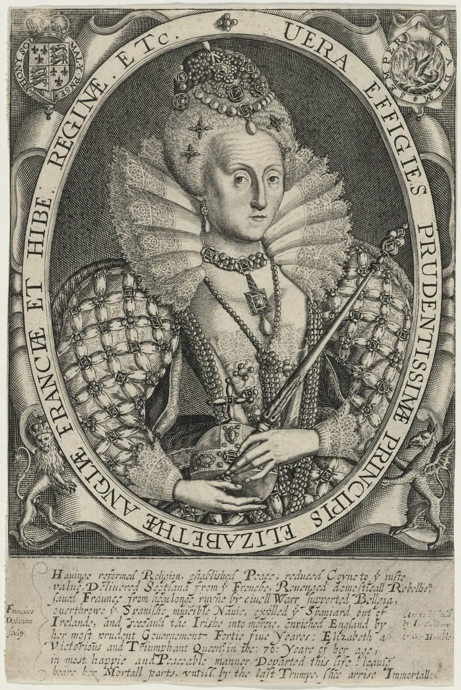 Elizabetha Anglia et Francae et Hibe. Reginae(Queen Elizabeth) by Francis Delaram